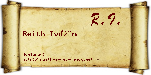 Reith Iván névjegykártya
